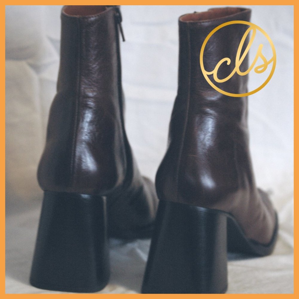 L'INTERVALLE Brown Leather Ankle Boots